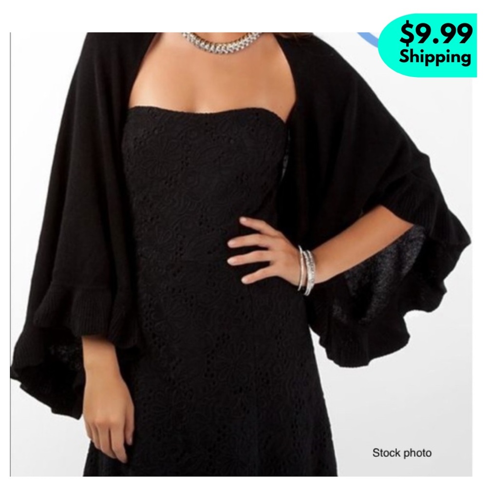 *NWT* Lilly Pulitzer Black Cashmere-blend “Tootsie” Sleeved Wrap